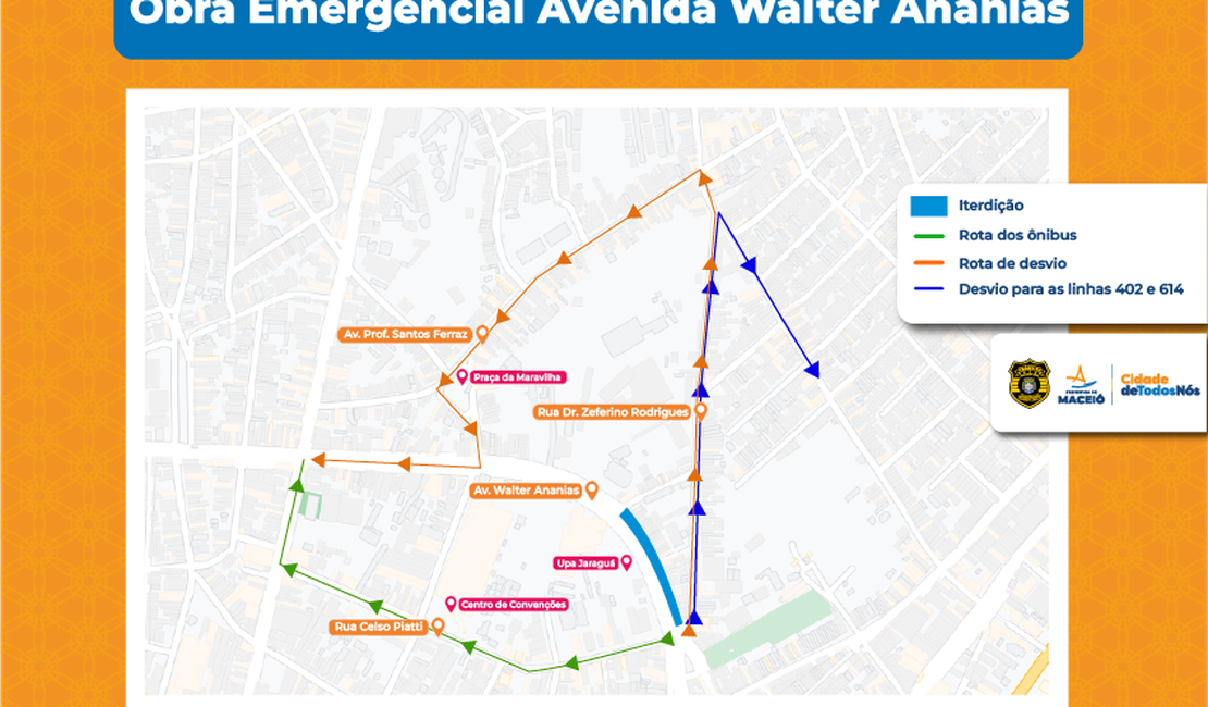 Obra emergencial interdita Avenida Walter Ananias, no Jaraguá, a partir desta quarta (04)