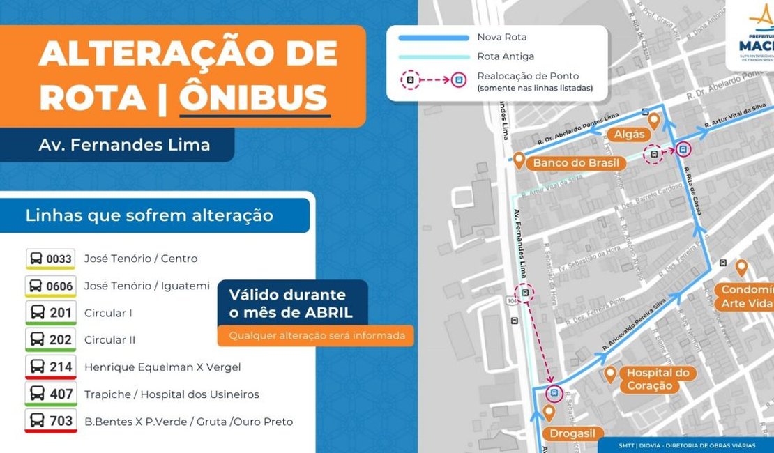 Bairro Gruta de Lourdes: obras alteram itinerário de ônibus