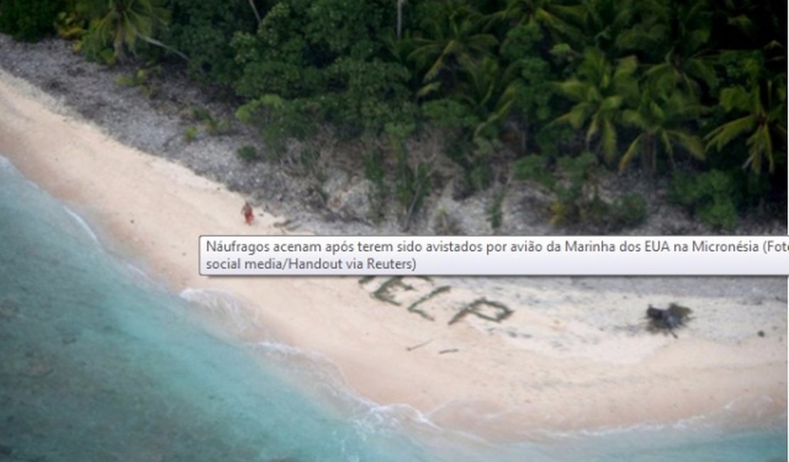 Náufragos são resgatados após pedir 'socorro' por escrito na areia de praia