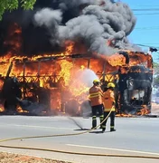 Ônibus que saiu de Alagoas pega fogo em rodovia do Distrito Federal