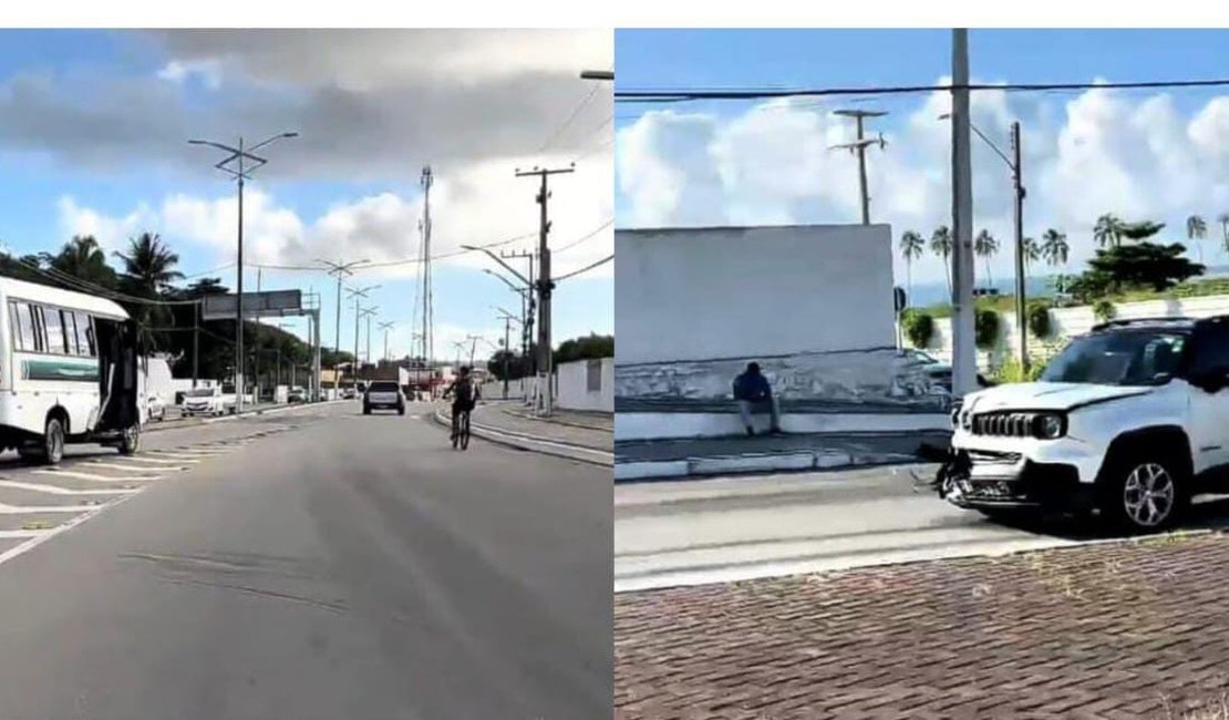 Carro e micro-ônibus de transporte alternativo colidem na Av. Gustavo Paiva