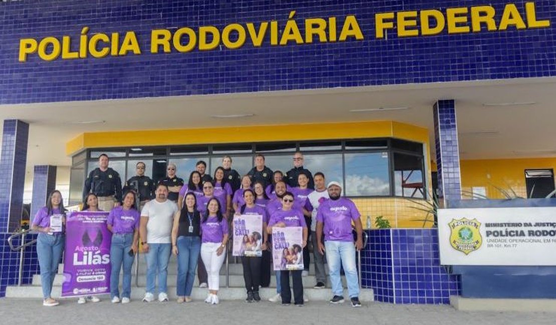 PRF e Secretaria de Direitos Humanos de Messias realizam ação em alusão ao Agosto Lilás