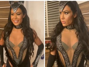 Gracyanne Barbosa usa coleira com nome de Belo em baile