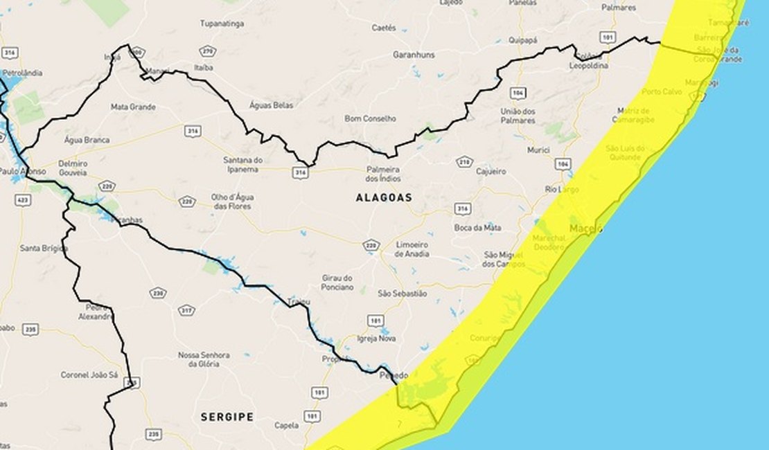 INMET emite alerta de chuvas para Maceió e outros 26 municípios