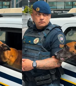 ﻿Perdeu a pose: guarda não resiste a cão pedindo carinho