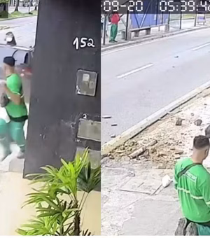 [Vídeo] Homem escapa de atropelamento, se ajoelha e reza em seguida
