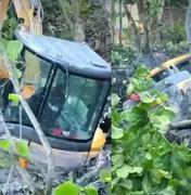 Máquinas afundam em obra nos Flexais e expõem instabilidade do solo em Maceió