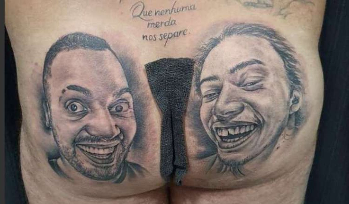 Fã tatua rostos de Whindersson e Tirulipa nas nádegas: 'Sou fã dos caras'