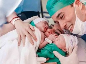 Andréia Sadi mostra primeira foto com os filhos gêmeos: ‘Única aglomeração possível’