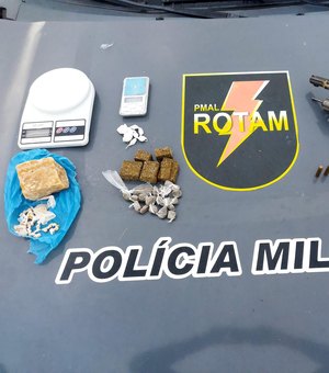 PM apreende drogas, arma e prende suspeito durante operação em Rio Largo