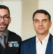 “Um cara de caráter e de coragem”, diz Flávio Bolsonaro ao pedir voto para Leonardo Dias