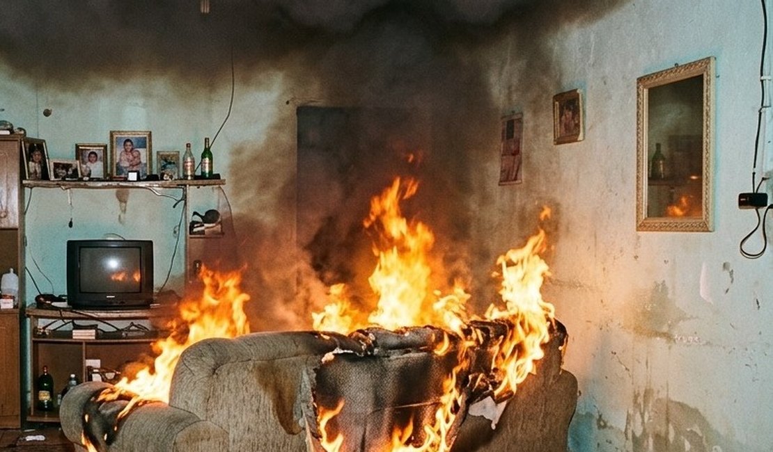 Homem ateia fogo no sofá de casa em Maceió após brigar com irmão
