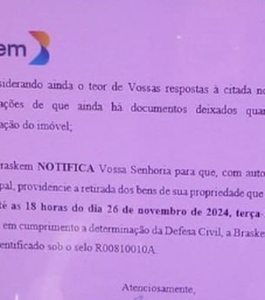 Braskem dá prazo para demolir imóvel de moradora do Pinheiro através de notificação enviada por e-mail