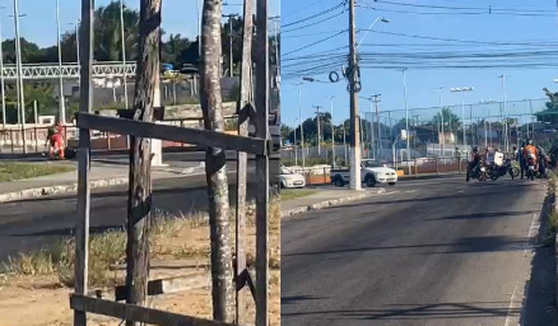 Óleo na pista causa transtornos na rotatória do Parque dos Caetés, em Maceió