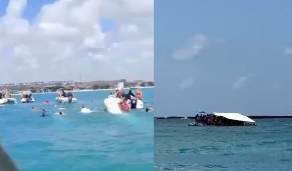 [Vídeo] Catamarã que transportava banhistas afunda no mar, em Maragogi