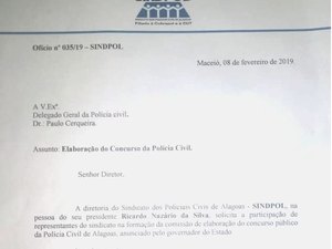  Sindpol solicita fazer parte da Comissão para elaboração de concurso da PC