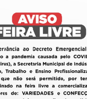 Feira Livre de Campo Alegre sofre mudanças devido ao coronavírus
