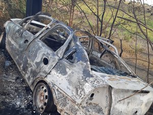 Condutor bate veículo em poste e carro incendeia na Barra de Santo Antônio
