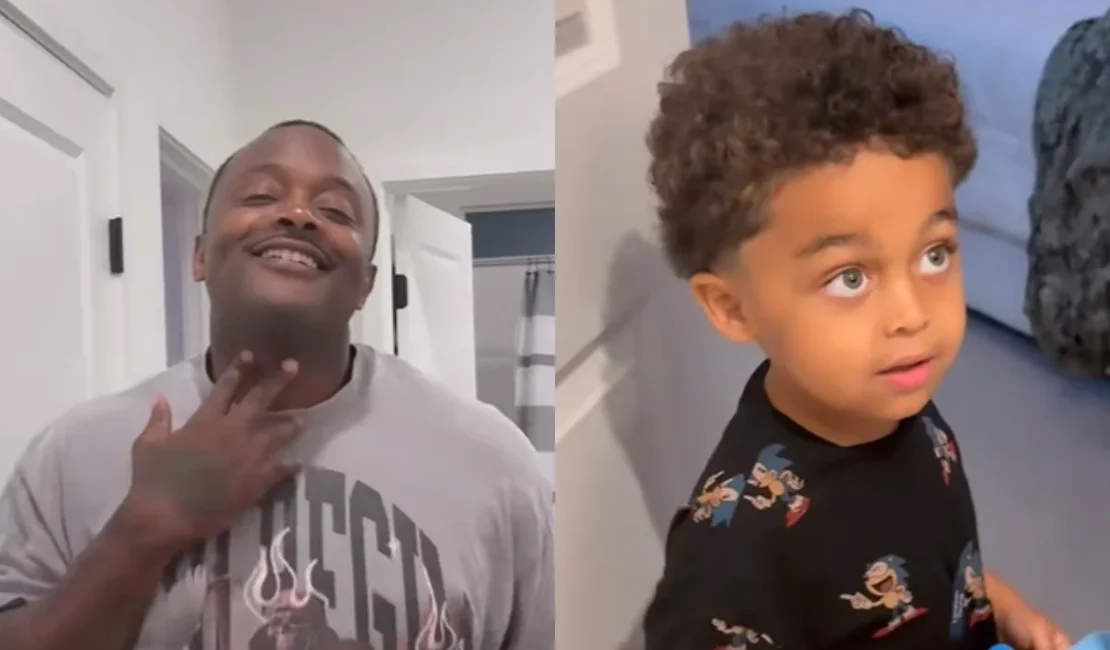 Menino de 4 anos viraliza ao ver o pai sem barba pela primeira vez