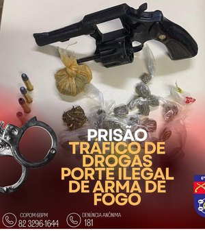 Homem é preso com revólver e drogas em Maragogi