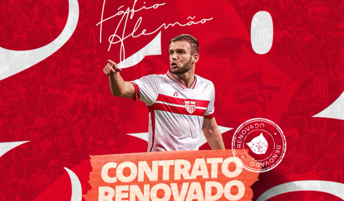 Zagueiro Fábio Alemão renova contrato com o CRB até o final de 2026