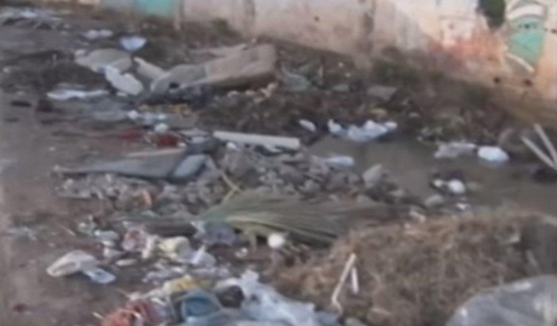 Lixo doméstico, móveis velhos e animais mortos; frente de escola vira lixão a céu aberto