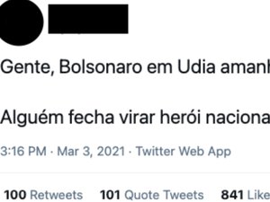 Jovem é preso após publicação sobre visita de Bolsonaro a Uberlândia