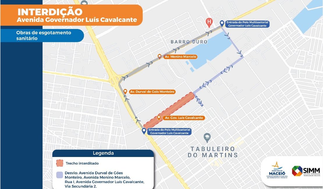 Avenida no Tabuleiro do Martins será parcialmente interditada para obras por 30 dias
