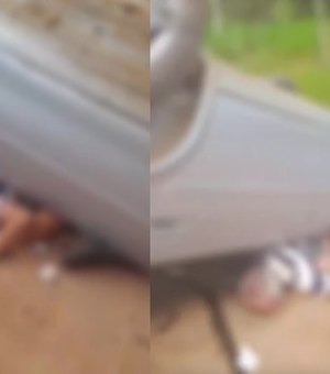 Idoso fica preso sob carro após capotamento em estrada vicinal de Igaci