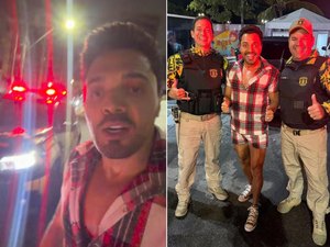 Tirulipa é conduzido por agentes do DMTT até show no Jaraguá e brinca: ‘Tô me sentindo o presidente’