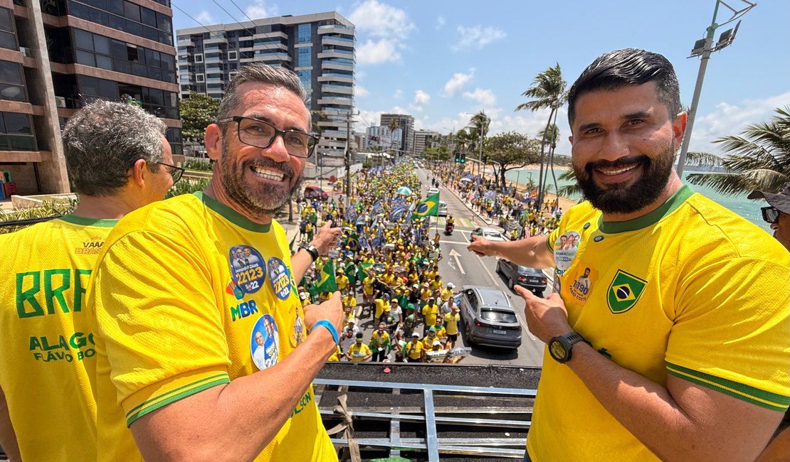 Leonardo Dias e Fabio Costa participam de ato de 7 de setembro e reforçam apoio a Flávio Bolsonaro