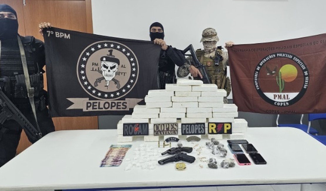 Apreensão de 40kg de cocaína dá prejuízo de R$ 1,3 milhão ao tráfico em Santana do Ipanema