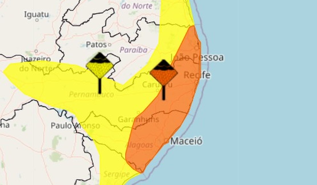 Inmet emite novo alerta de chuva intensa e 84 municípios de AL estão sob aviso