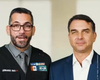 “Um cara de caráter e de coragem”, diz Flávio Bolsonaro ao pedir voto para Leonardo Dias