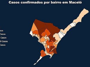 Bairros da parte alta de Maceió lideram ranking de casos de covid-19