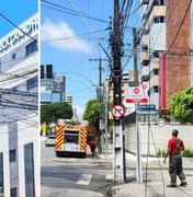 Incêndio em fiação de poste mobiliza Corpo de Bombeiros na Av. Deputado José Lages, em Maceió