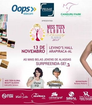 Miss Teen Global Beauty Alagoas 2017 será transmitido ao vivo pelo Portal 7 Segundos