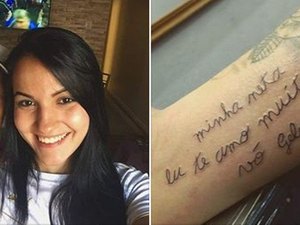 Neta tatua bilhete escrito pela avó que se alfabetizou aos 73 anos: ‘Orgulhosa dela!’