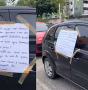 Após traição, mulher cola cartaz no carro do ex em Belém: 'crie vergonha na cara'