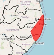Inmet emite alerta vermelho de chuvas intensas para o Litoral Norte de Alagoas