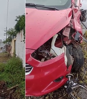 Carro colide contra mureta na rodovia AL-115, em Igaci