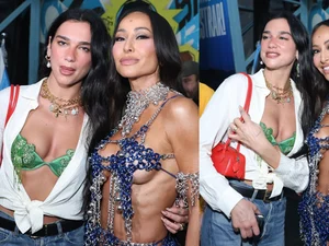 Não é IA: Dua Lipa e Sabrina Sato brilham juntas em ensaio da Vila Isabel