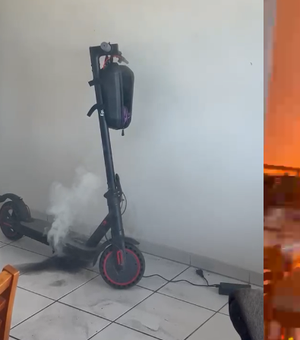 Patinete elétrico explode e pega fogo dentro de apartamento em Maceió