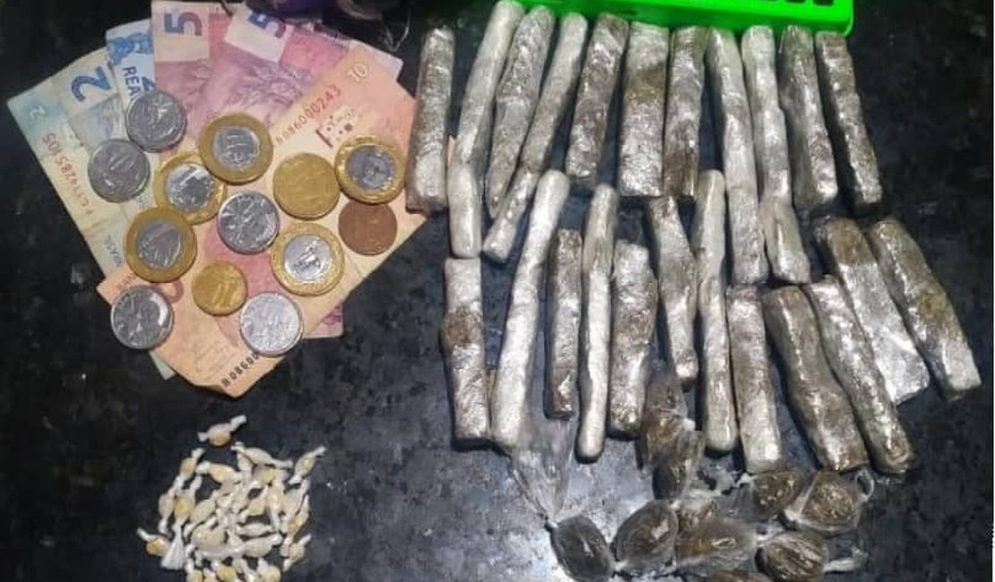 Homem é preso com maconha, crack dinheiro em residência