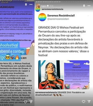 Luana Piovani celebra cancelamento do show de Oruam em festival