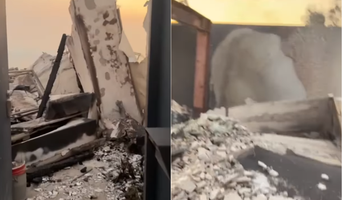 Atriz mostra vídeo impressionante que mostra como ficou casa de R$ 51 milhões após incêndio