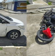Duas pessoas ficam feridas após colisão entre carro e moto na Cidade Universitária, em Maceió
