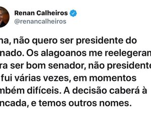 Senador Renan Calheiros desabafa sobre presidência do Senado