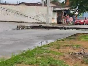 [VÍDEO] Caminhão derruba poste elétrico em Jacarecica