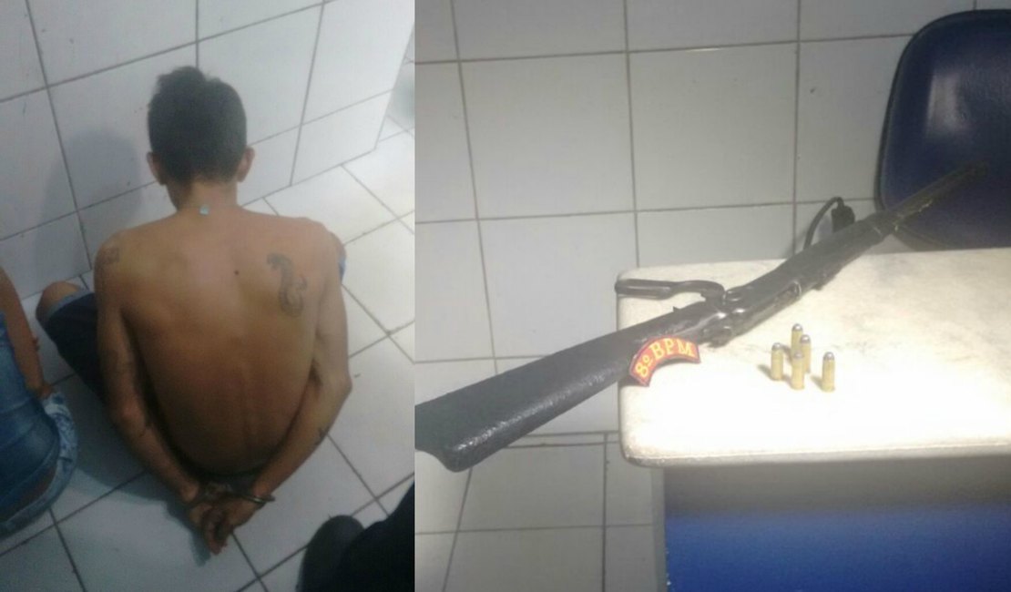 Homem é preso em flagrante com espingarda no Tabuleiro do Martins